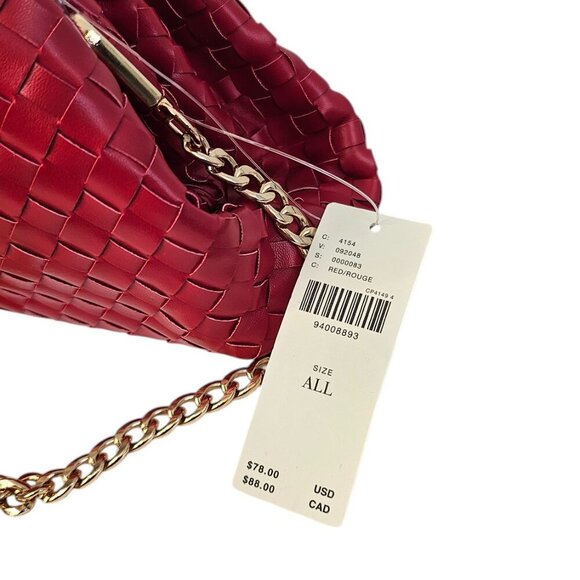 Anthropologie Maeve The Frankie Mini Clutch, Woven Bow Edition, Red, Chain Strap - Picture 5 of 8